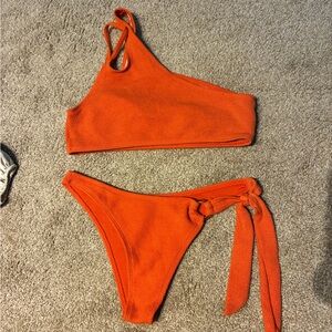 Orange Ribbed Bikini Set - Two Piece Swim